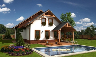 Klassisches Einfamilienhaus mit Zimmer im Erdgeschoss.